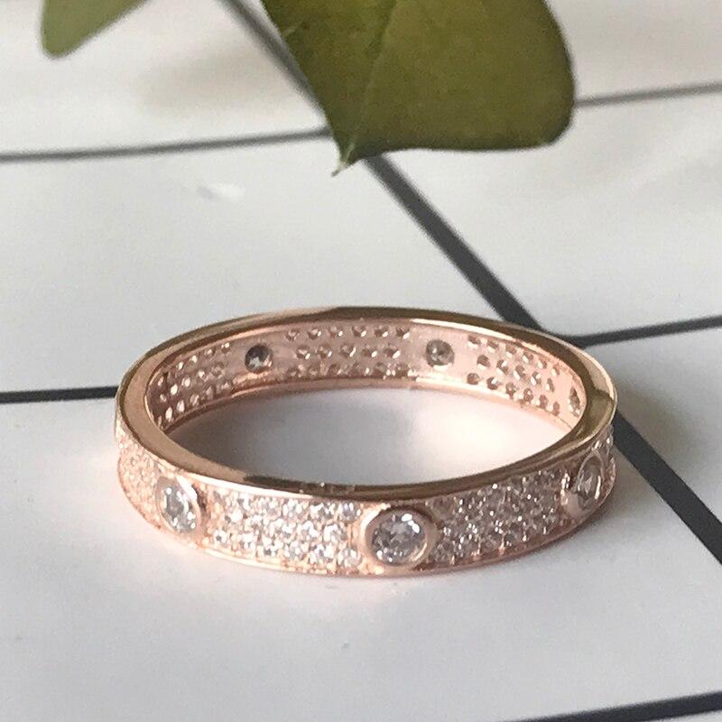 New Design OL Style 925 Sterling Silver White CZ Rings For Women Casual Rose Gold Color Ring Fine Jewelry Gift - MyJewerlyPlug