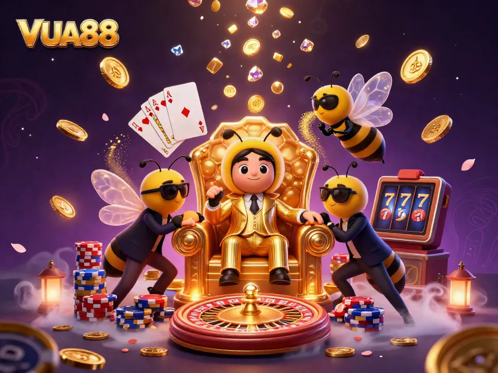 Engage in thrilling gameplay at VUA88’s 3D casino featuring exciting characters and vibrant game elements.