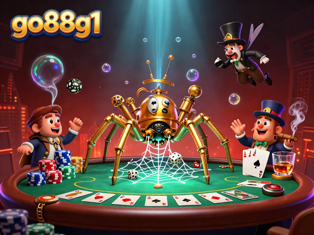 Experience thrilling gameplay at go88g1 with drunken steampunk spider and poker card action.