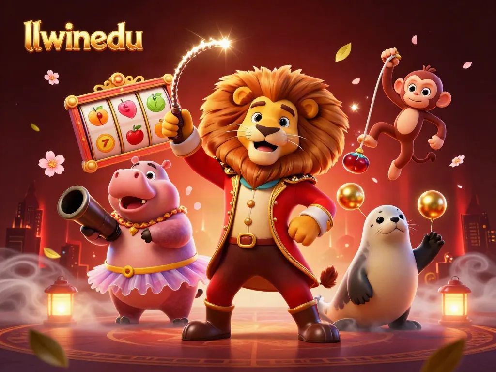 Experience the vibrant gaming atmosphere of llwinedu with animated characters and sparkling slot elements.