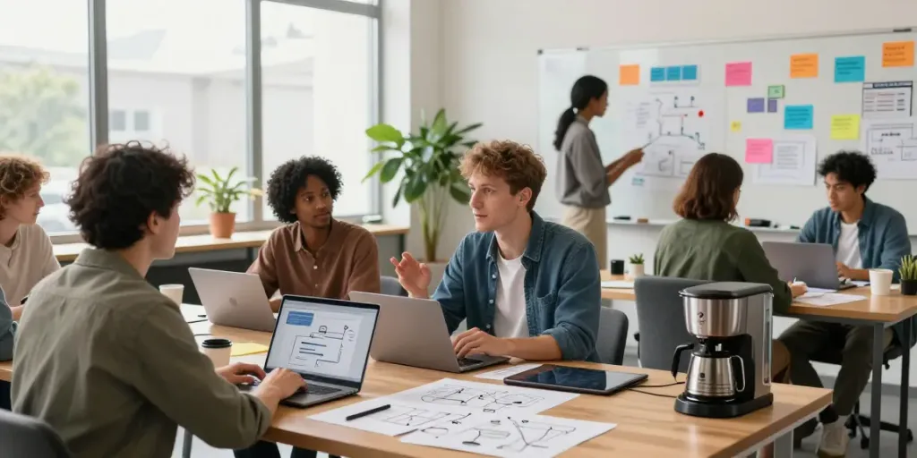 Collaborative workspace showcasing uncensored AI chat development discussions among tech developers