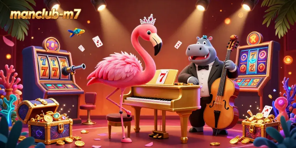 Experience manclub-m7 with captivating casino scenes featuring vibrant characters and dynamic gaming elements.
