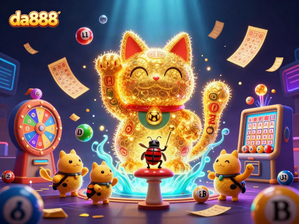 Experience excitement with the da888 online casino, featuring vivid symbols and dynamic lottery elements.