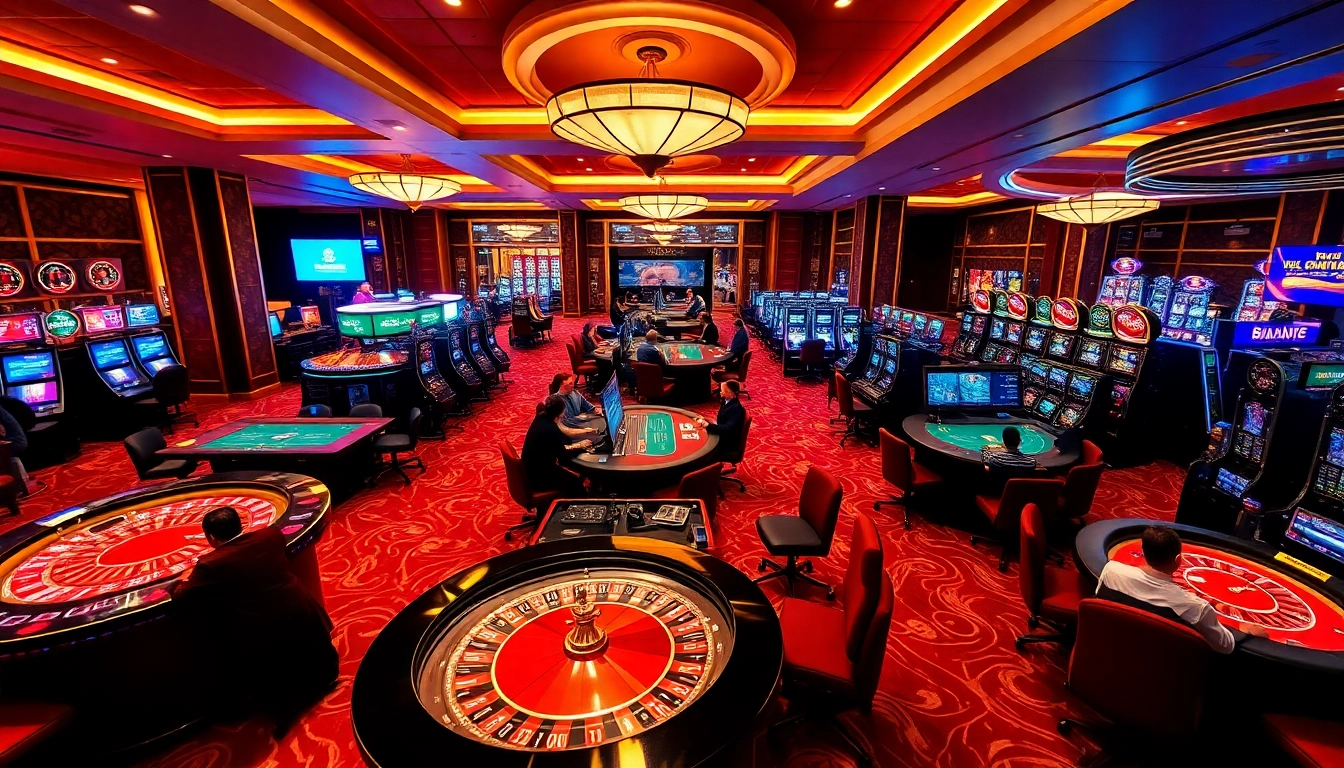 Experience the excitement of fly88 vip online gaming with vibrant casino scenes and luxurious ambiance.
