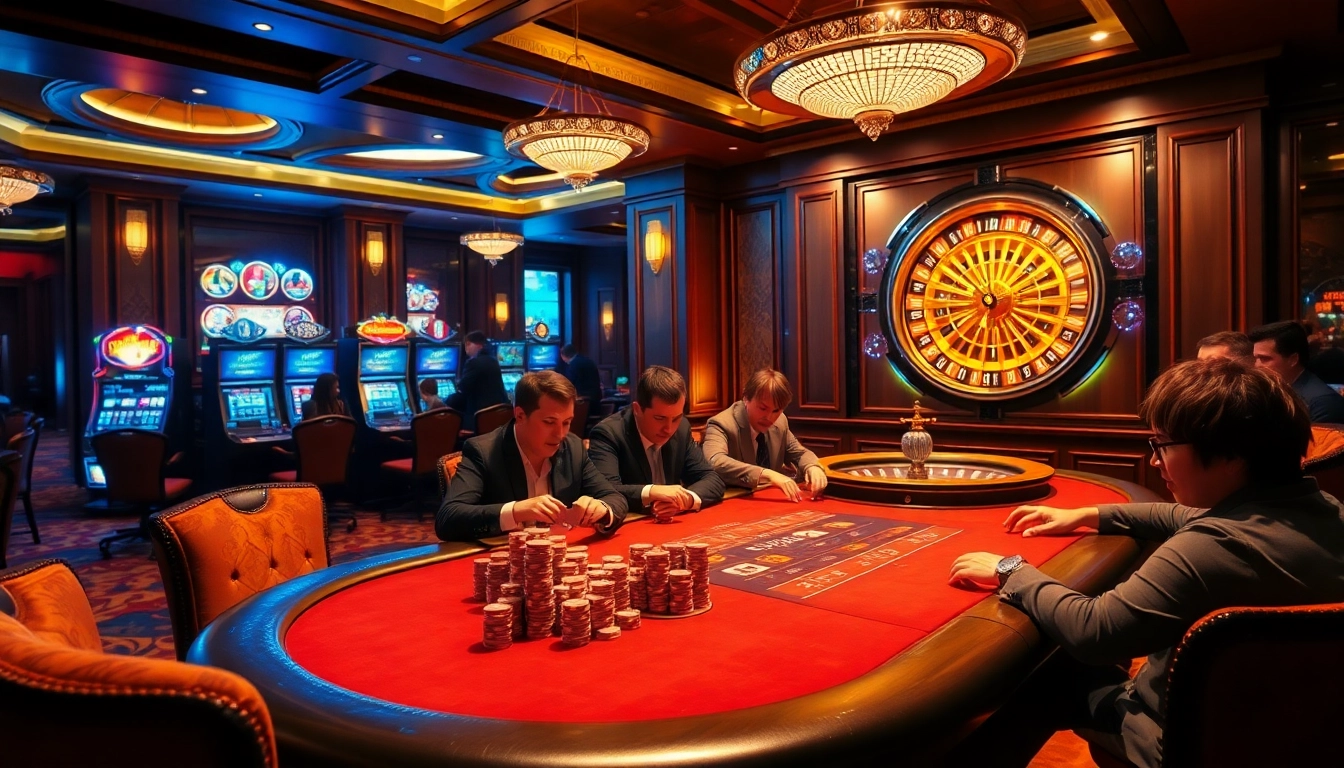 Players strategizing at a luxurious poker table in the exciting lc88 bet casino environment.