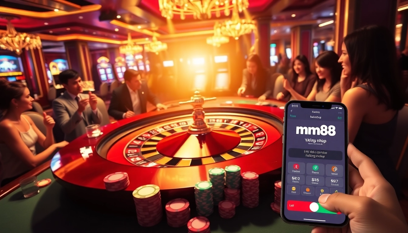 Experience the thrill of mm88 đăng nhập at a vibrant casino with roulette and poker action.