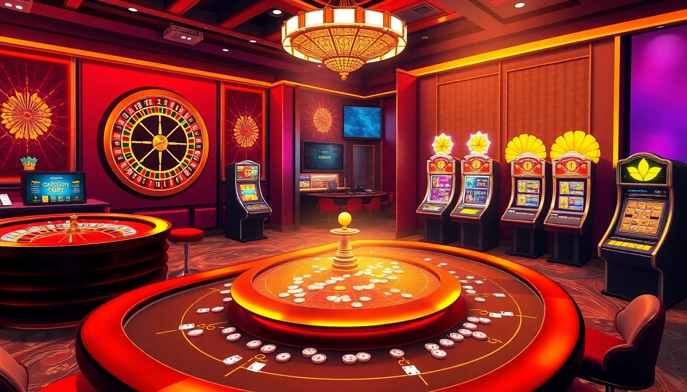 Players celebrating wins at 98win vin's luxurious casino tables and slot machines.