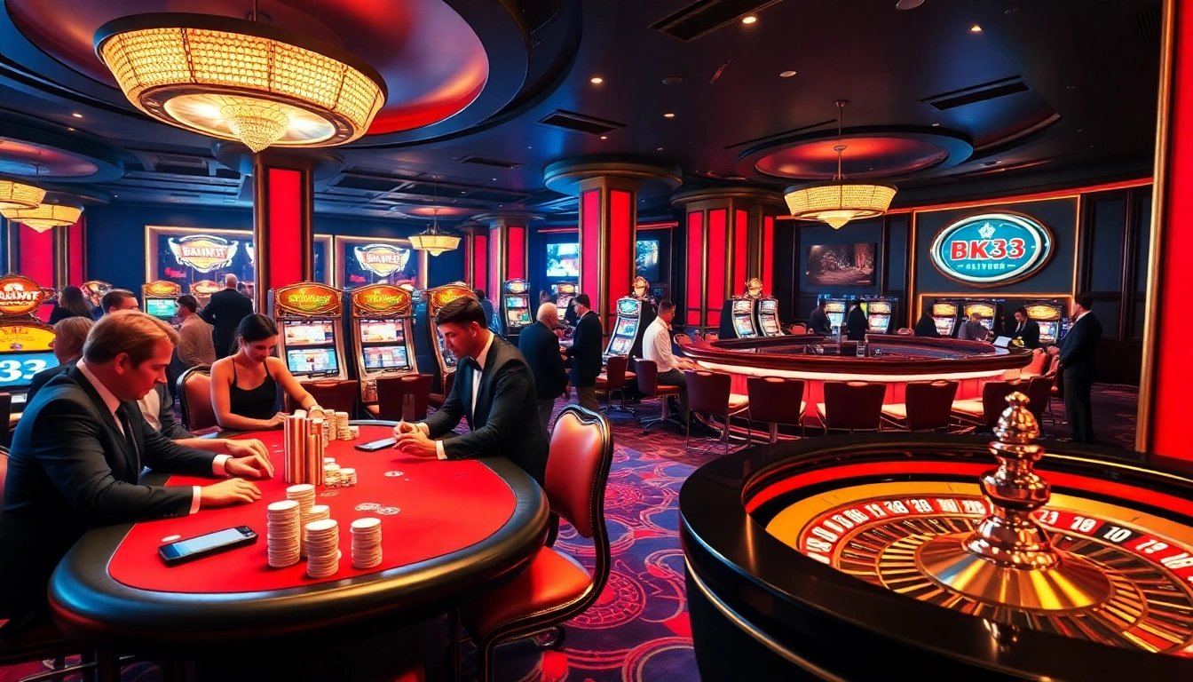 Players enjoying high-stakes gaming at the luxurious Bk33 club casino.