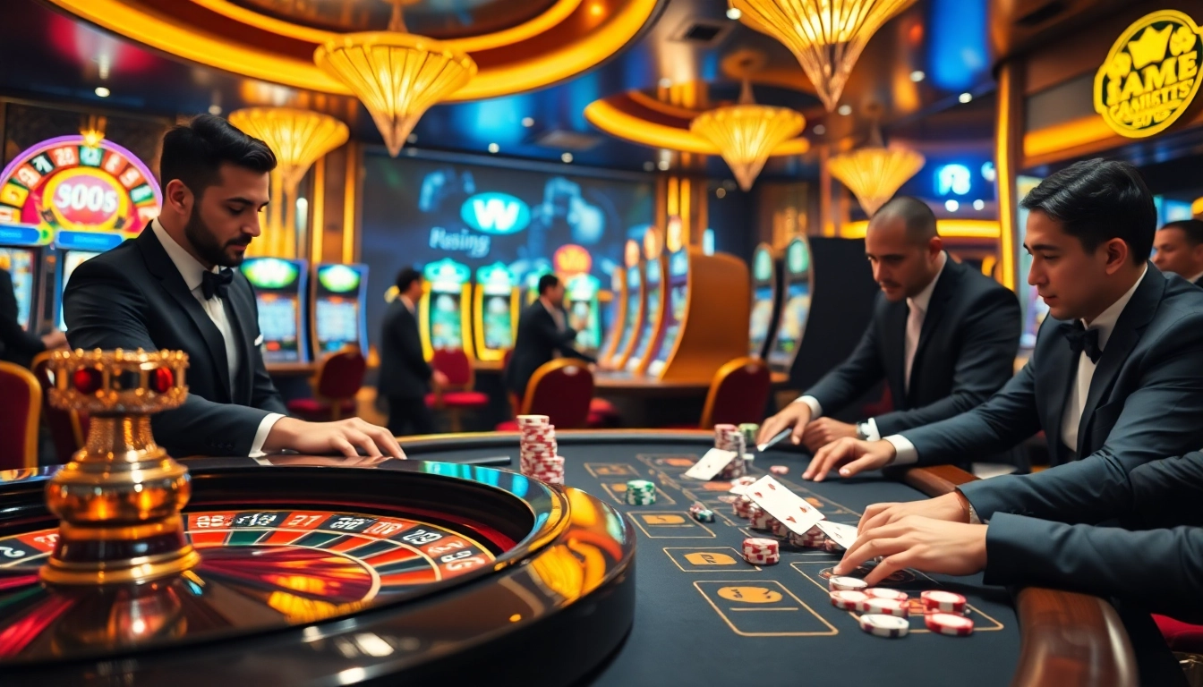Experience the thrilling excitement of ww 88 in a luxurious casino atmosphere with poker and roulette.
