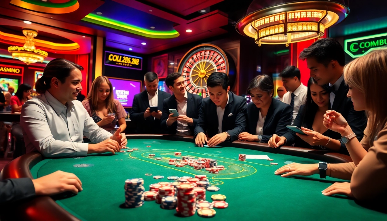Engaging gamblers at a luxurious poker table featuring cm88sm gaming elements.