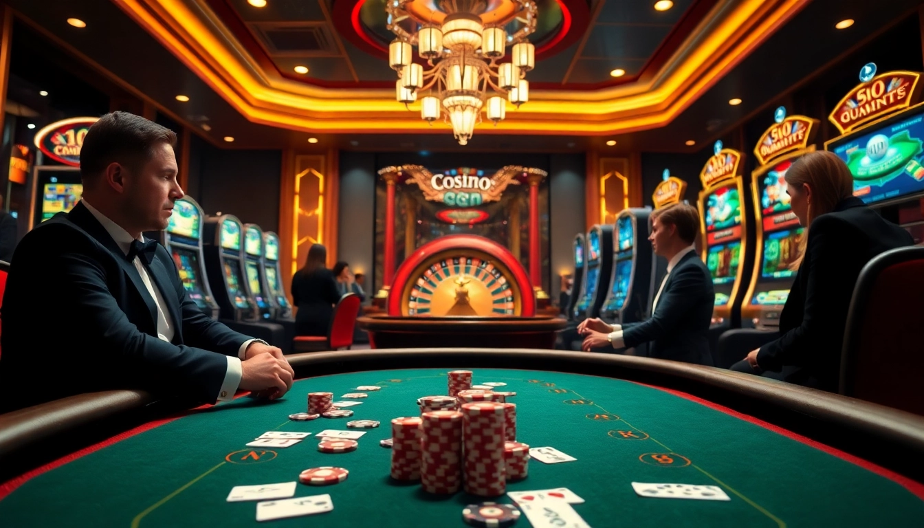 Engaged players at a luxurious casino table, experiencing the excitement offered by https://siu88.best/.