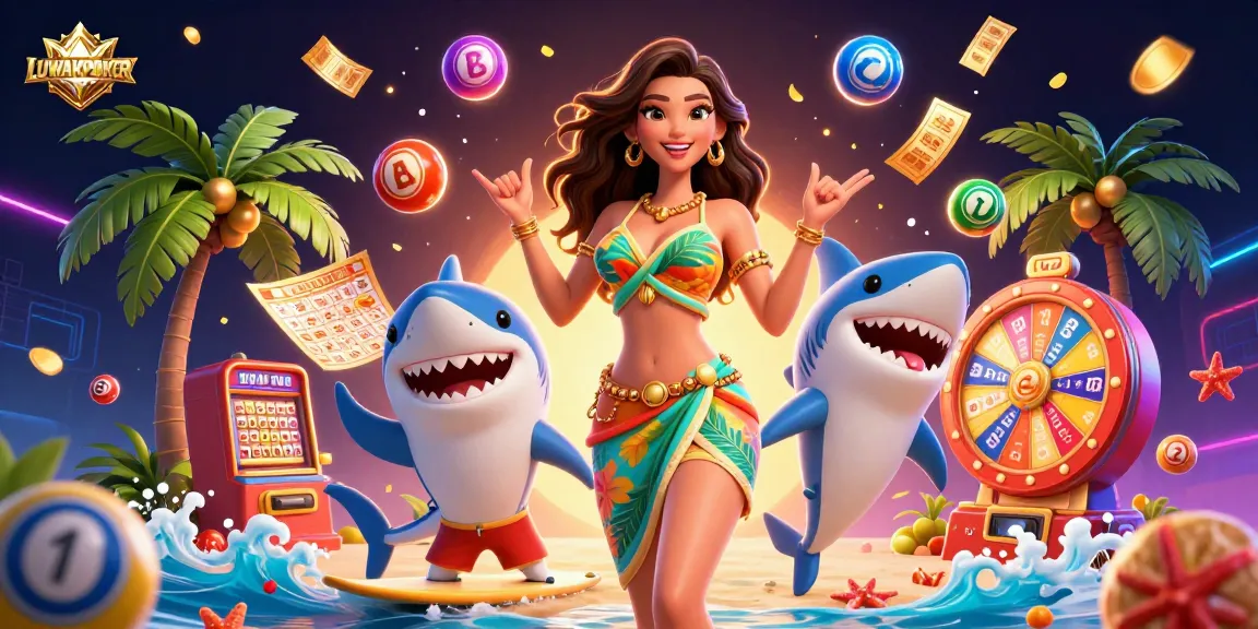 Join LUWAKPOKER for thrilling lottery action with vibrant balls, spinning prizes, and a beach goddess vibe.