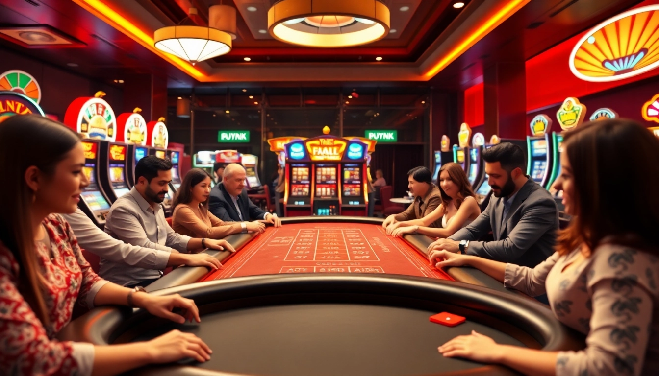 Expérience captivante de casino en ligne France avec joueurs engagés autour d'une table animée. related image