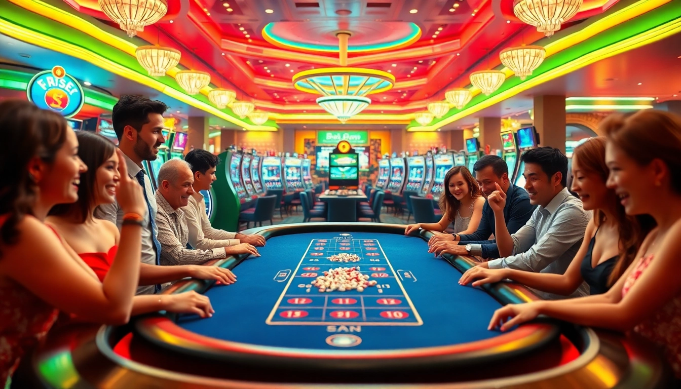 Expérience captivante de casino en ligne France avec joueurs engagés autour d'une table animée.