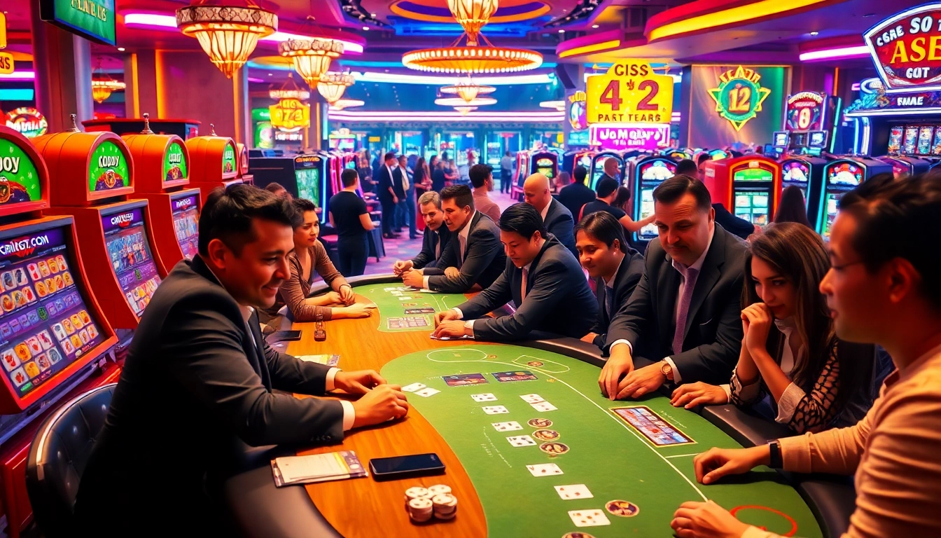 Joueurs enthousiastes au casino en ligne France, profitant de l'énergie des jeux de table et des machines à sous. related image