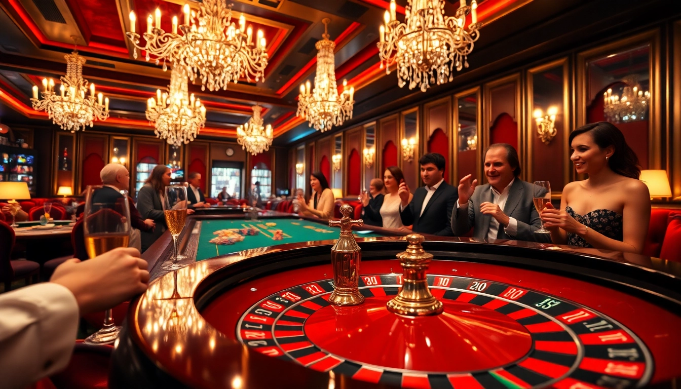 Vibrant casino en ligne france experience with roulette table attracting players in a luxurious setting. related image