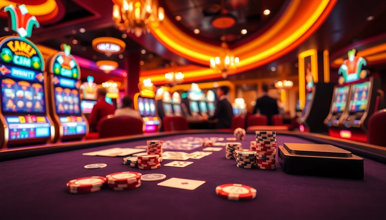 Illustration of a lively casino en ligne france experience showcasing vibrant gaming elements. related image