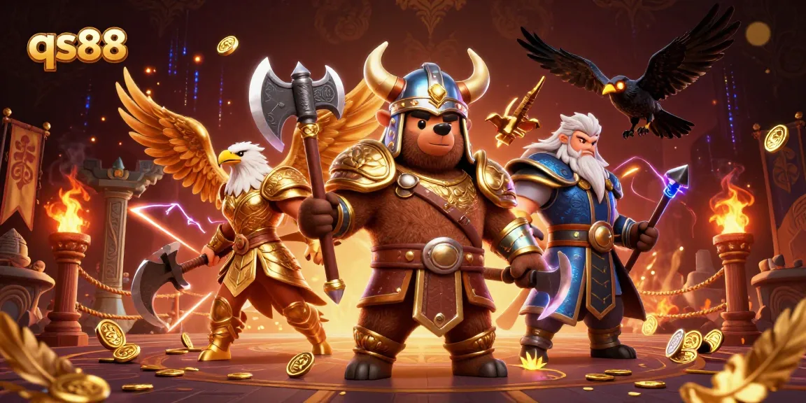 Engage with qs88's vibrant online casino world in this thrilling 3D illustration.