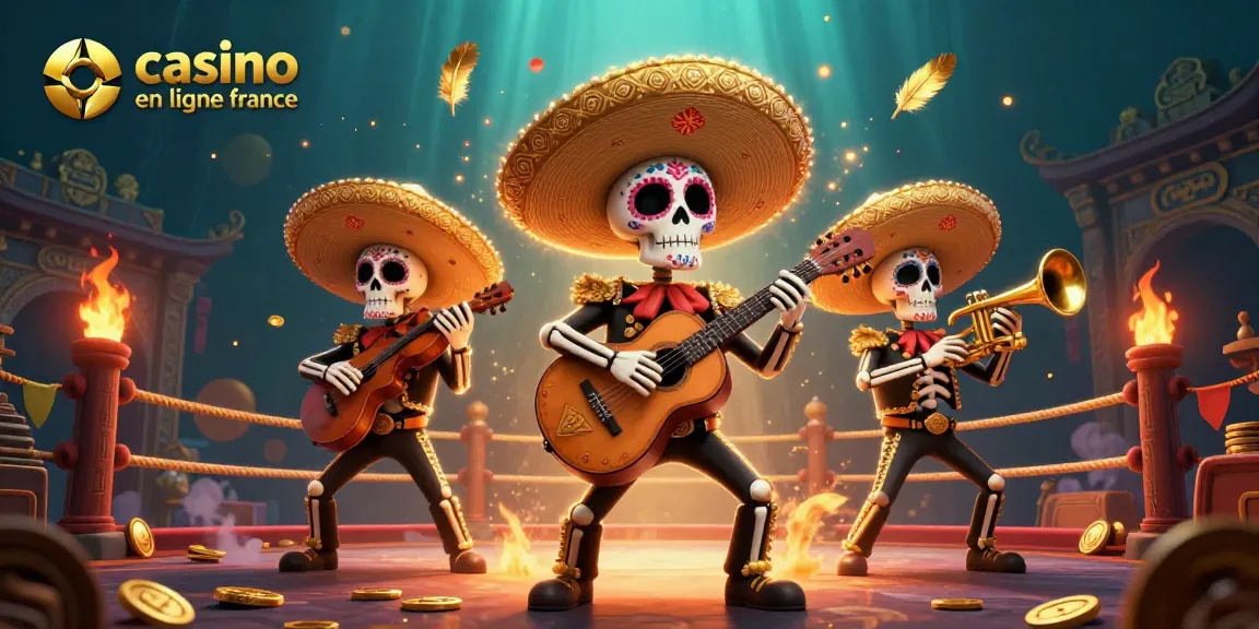 Jouez au casino en ligne France et découvrez l'ambiance animée de cette illustre scène de mariachis.