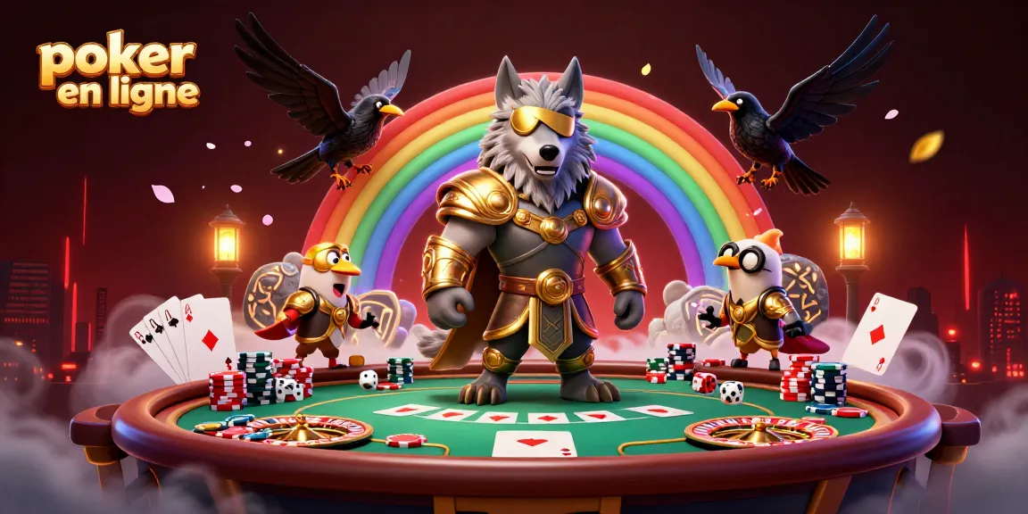Vibrant poker en ligne avec Odin et ses corbeaux, ambiance festive sur les tables de poker.