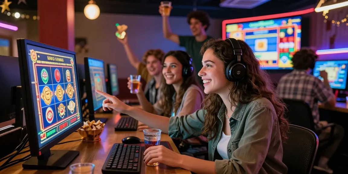 Joueurs profitant d'une soirée de jeux au casino en ligne France, ambiance festive et captivante.