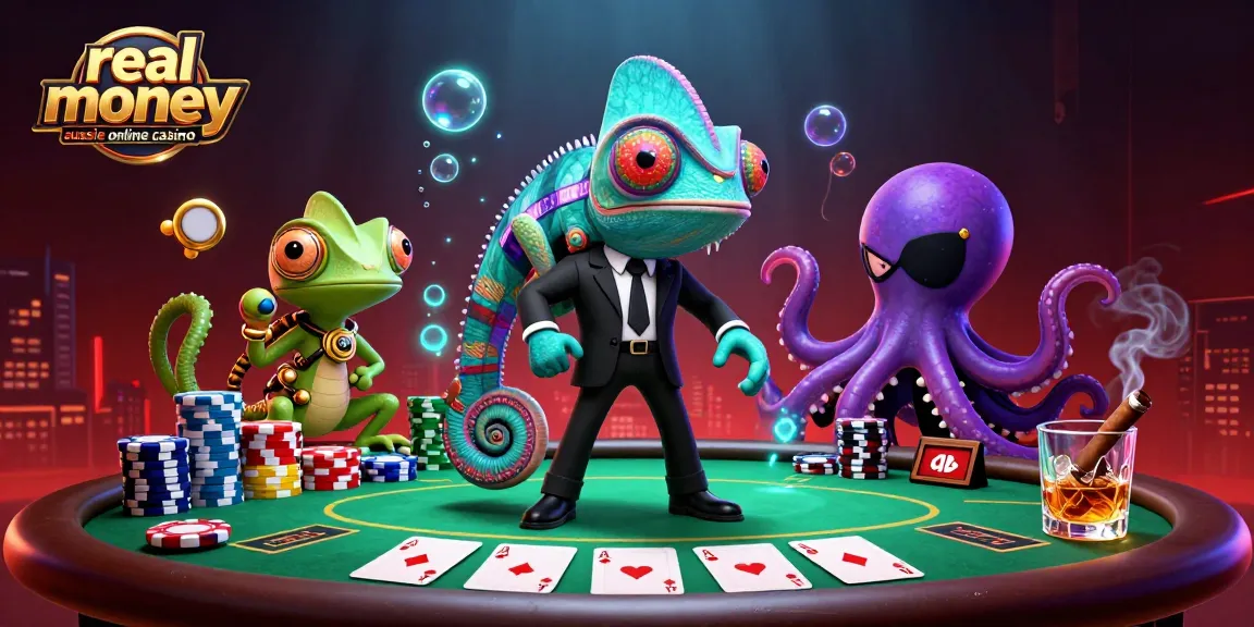 Join the excitement at a real money aussie online casino with vibrant casino characters and game elements.