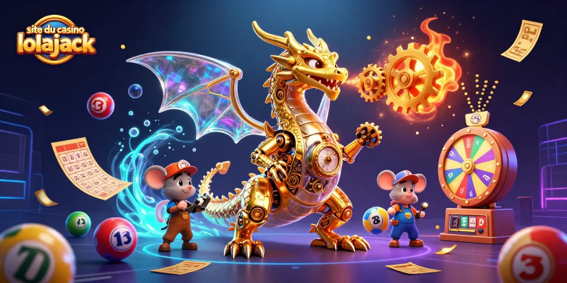 Experience the thrill at site du casino lolajack with a dynamic 3D illustration of a golden dragon and exciting game elements.