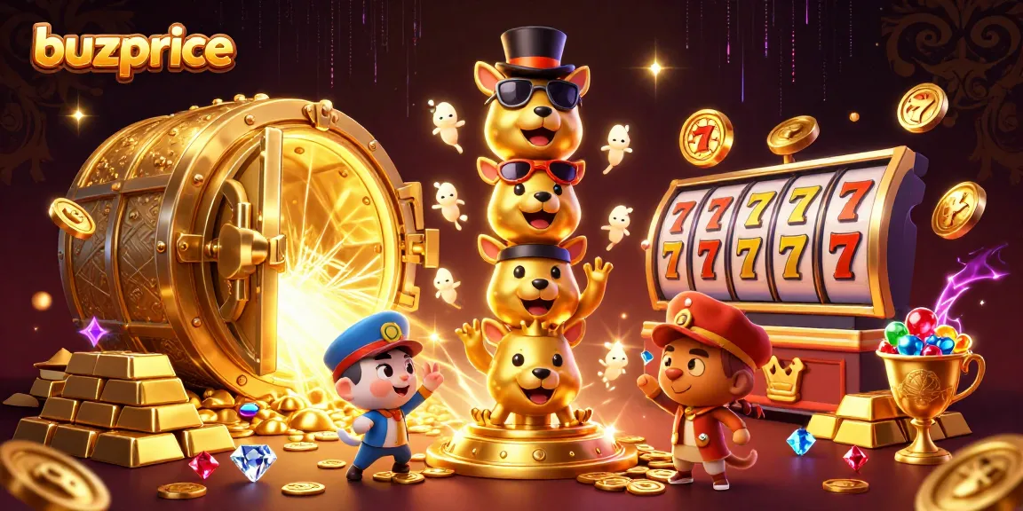 Play exciting games at buzprice with a golden totem pole in a vibrant casino atmosphere
