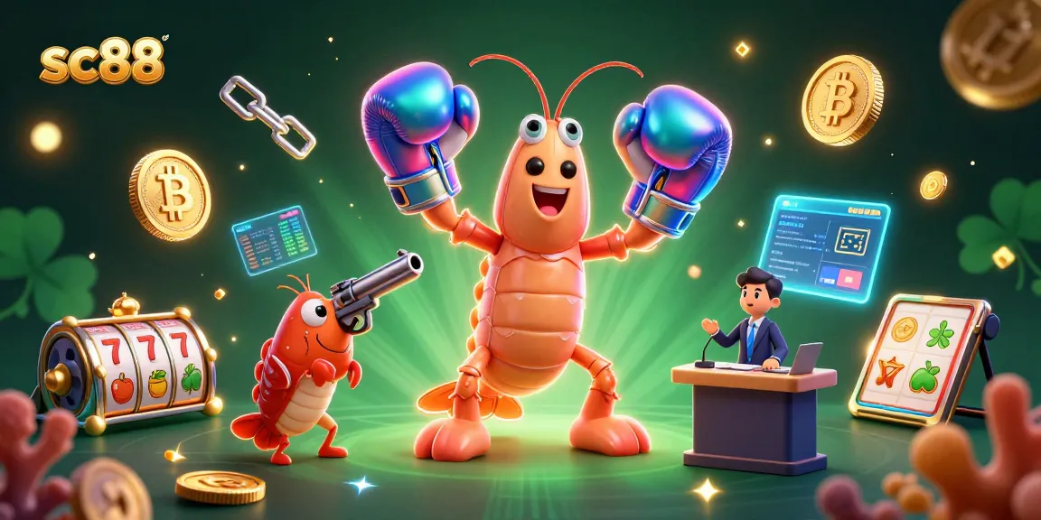 Play with sc88 in a vibrant 3D casino scene featuring animated characters and crypto elements.