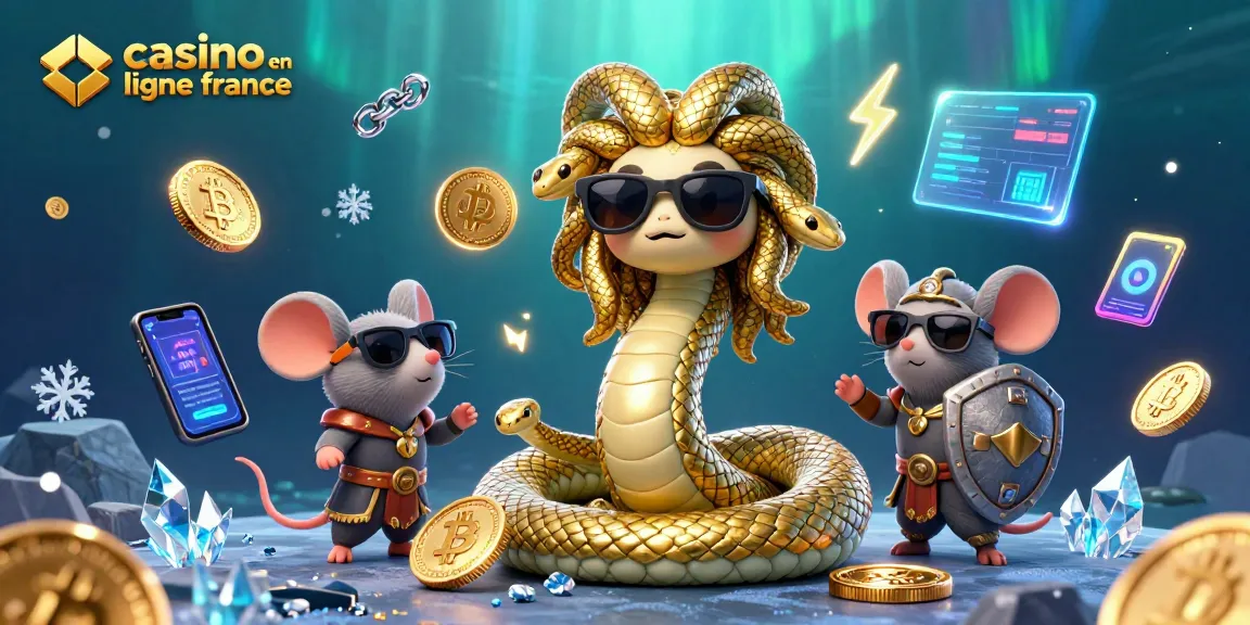 Illustration dynamique de la Méduse et d'un guerrier souris dans un casino en ligne France animé.