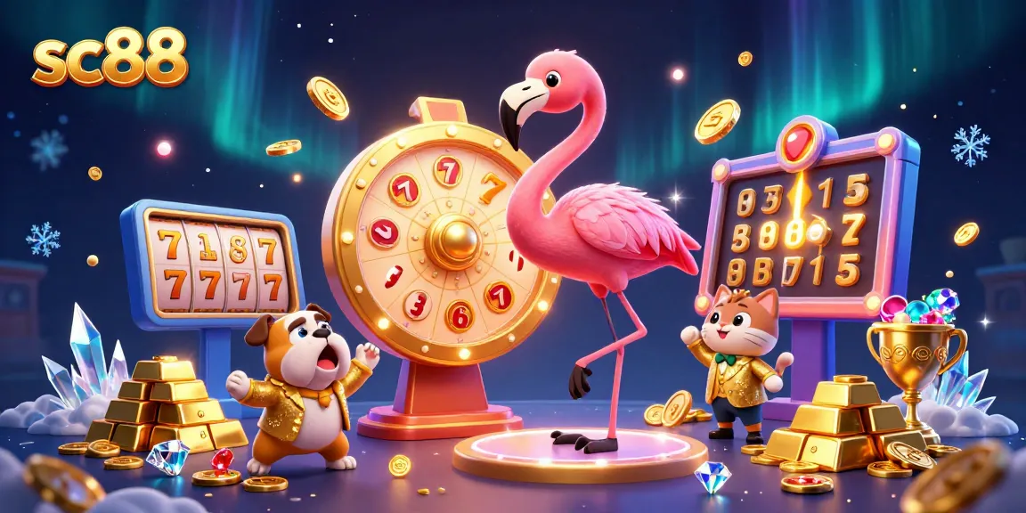 Spin the golden prize wheel with sc88 for exciting slots action in vibrant 3D illustration.