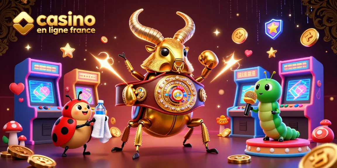 Illustration dynamique de la scène "casino en ligne France" avec des éléments de jeux colorés et interactifs.